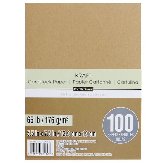 Kraft 5.5" x 7.5" Cardstock Paper by Recollections™, 100 Sheets